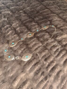 Silver-Tone Turquoise Concho Belt